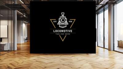 Locomotive logo illustration, vintage style emblem Wall mural