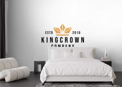 Premium style abstract gold crown logo symbol. Royal king icon. Modern luxury brand element sign. Vector illustration Wall mural