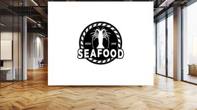 Seafood restaurant logo design template. Seafood restaurant label.  Wall mural