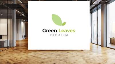 Simple and minimalist leaf logo design. Green Leave logo Wall mural