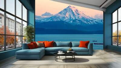 Kamchatka Peninsula, Russia. World popular tourist destination, volcanoes of Kamchatka. Russian tourism and mountaineering Wall mural