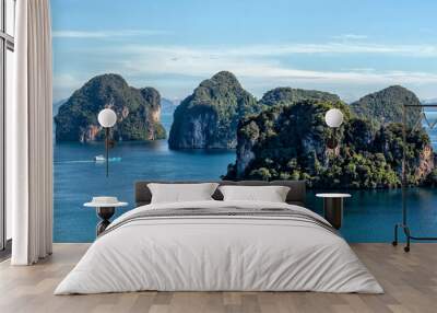 Thailand travel and tourism. Excursion tours on Thai boats. Islands and beaches of the Adaman Sea and Krabi Wall mural