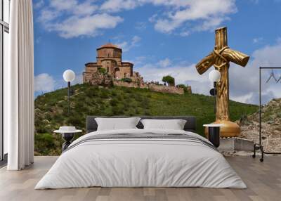 Yellow cross in the background of Jvari Monastery Wall mural