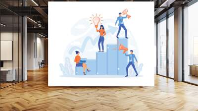 Business development plan for improvement, teamwork help growing revenue, growth and achievement, team strategy for business success, flat vector modern illustration Wall mural