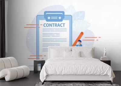 contract signing. deal confirmation, official document signature, business statement. office worker  Wall mural