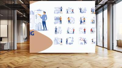 Digital marketing concept illustration, collection of male and female business people scenes in the digital marketing scene. mega set flat vector modern illustration Wall mural