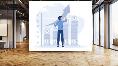 Finance growth. celebrating financial success and money growth. Money increasing concept. flat modern vector illustration Wall mural