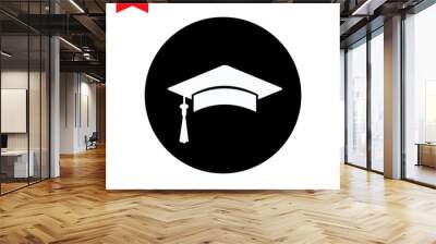 graduation cap and diploma icon symbol Flat vector illustration for graphic and web design. Wall mural