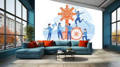 Leadership Concept.   Leadership qualities in a creative team, direction on a successful path, teamwork on start up. flat vector modern illustration Wall mural