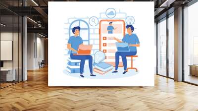 Online education. tutorial podcast and business coaching concept. flat vector modern illustration  Wall mural