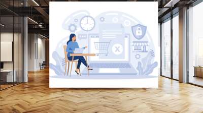 Order status. Order shipped, closed or cancelled, e-commerce online store, express shipment, customer account shipping details flat vector modern illustration Wall mural