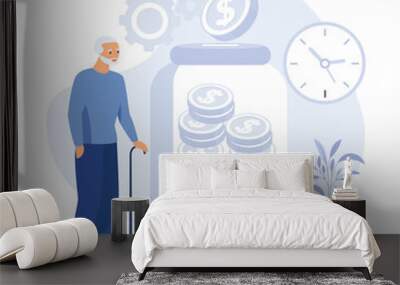 People characters investing money in pension fund. Health investment concept. flat vector modern illustration Wall mural