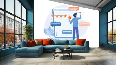 User feedback and website rating Customer feedback, review website, non commercial product evaluation, rating service, sharing experience flat design modern illustration Wall mural