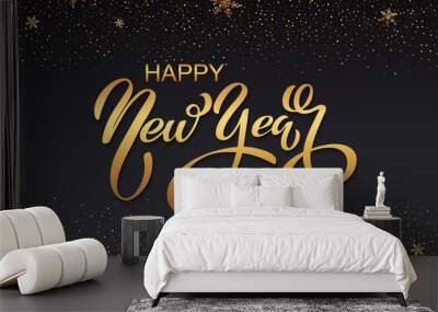 happy new year banner. vector illustration of a happy new year in gold and black colors. beautiful i Wall mural