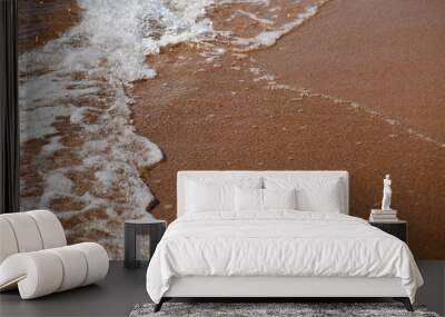 sandy beach and blue sea wave. Beautiful natural background. Tourism and travel. Wall mural