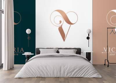 V and infinity logo. V letter logo template elements. personal monogram. Vector elegant logo. Wall mural