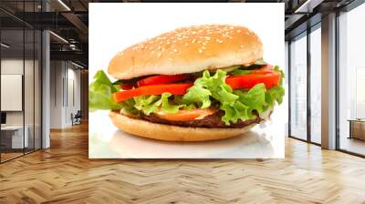 big hamburger side view isolated Wall mural