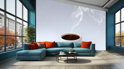 Cup of Aromatic Black Steaming Coffee Wall mural