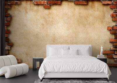 parchment background in brick frame with clipping path Wall mural