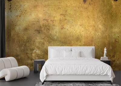 Shiny brass metal plate with screws Wall mural