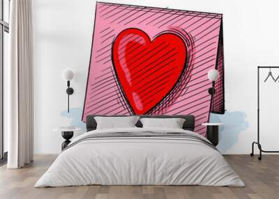 Watercolor colorful Hand drawn sketch of frame for photo in a heart shape on a white background. Valentine's Day. February 14. Love and romance. Heart shaped photo frame	
 Wall mural