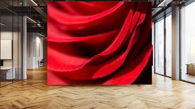 Macro red rose petals. Selective focus Wall mural