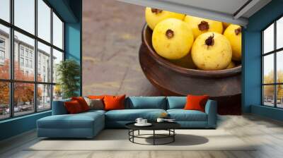 fresh yellow  guava on rustic table  Wall mural