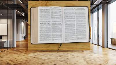 open bilingual bible book on the first letter of Paul to the Thessalonians, Spanish and english  Wall mural