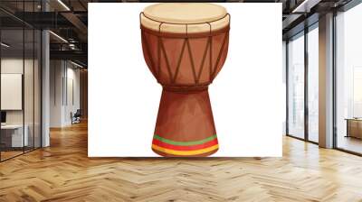 african djembe drum, reggae jamaica traditional musical instrument in cartoon style isolated on whit Wall mural