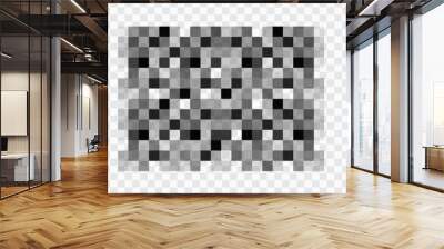 Censor pixel mosaic bar, simple gray blur censure frame on transparent background Wall mural