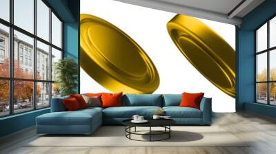 Glossy bright 3d golden icons on a transparent background Wall mural