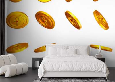 Glossy Egyptian Gold Coins set PNG.  Pharaoh Treasure .Transparent background Wall mural