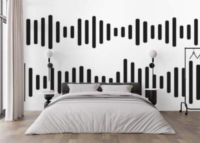 Sound wave decibel audio record simple voice message icon isolated on white background. Podcast player, music track Wall mural