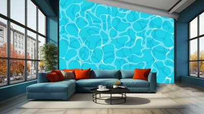 Water ripple surface with sunlight reflections in cartoon style, game texture top view. Beach, ocean clean and deep water. Wall mural