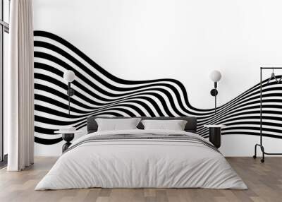 black and white curved line  stripe mobious wave abstract background Wall mural