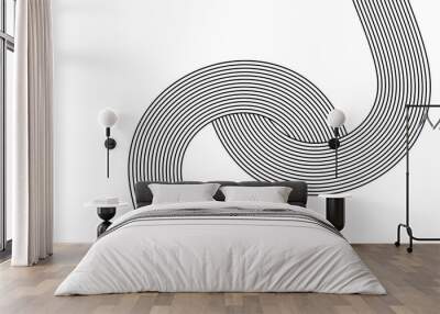 black and white curved line  stripe mobious wave abstract background Wall mural