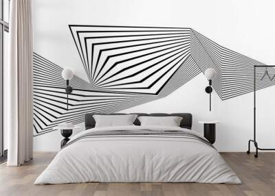 black and white stripe line abstract graphic optical art Wall mural