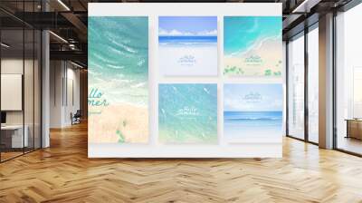 Set of beautiful summer tropical beach sea resort background design template for poster, flyer, web banner, cover, booklets and greeting card. Vector illustration Wall mural