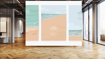 Set of summer beach background for poster, banner, cover, booklets and greeting card. Vector illustration Wall mural