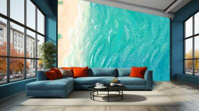 Vector beautiful realistic top view illustration of sandy summer beach Wall mural