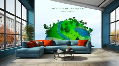 World environment day. Earth globe with splashes in watercolor style art. Concept design for banner, poster, greeting card. Vector illustration Wall mural