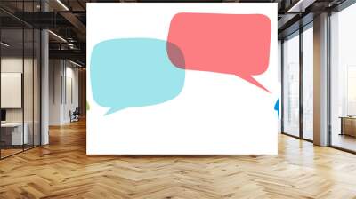 Two people faces talking between with lots of speech bubbles - stock illustration Wall mural