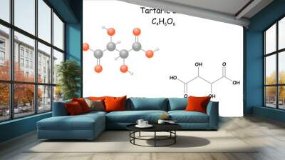 Stylized molecule model/structural formula of tartaric acid. Wall mural