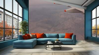 Landscape of over flight with aerial view of mountains and land in Baja California Mexico Wall mural