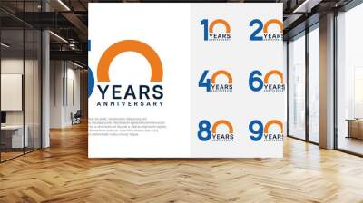 anniversary logo style vector design with blue and orange color can be use for celebration day Wall mural