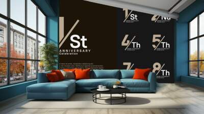 anniversary logo style vector set with slash brown and white color can be use for celebration Wall mural