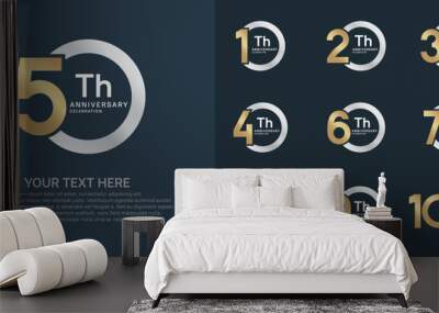 anniversary logotype style with silver and gold color can be use for company celebration event Wall mural