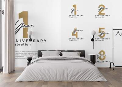 anniversary logotype vector design with black and golden color can be use for special moment celebration Wall mural