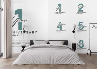 anniversary logotype vector design with brown and blue color can be use for special moment celebration Wall mural