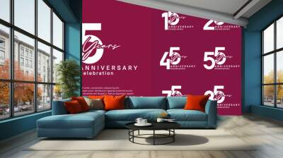 anniversary logotype vector design with white color can be use for special moment celebration Wall mural